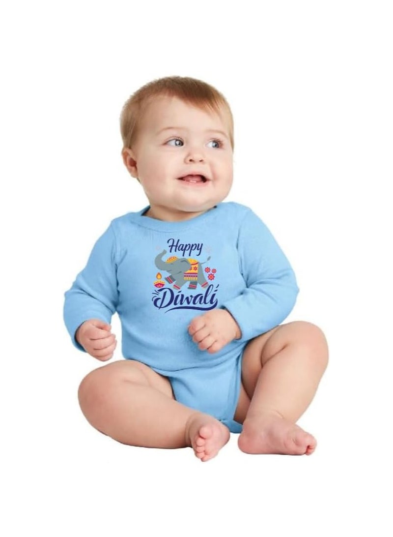 PRINTSHOP4ME Diwali Baby Romper For Celebration–Soft Cotton Full Sleeve Bodysuits For Newborns,Infants And Toddlers–Unisex Baby Onesies For Boys And Girls - Image 1