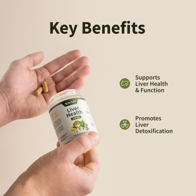 Snap Supplements Liver  Detox Support Supplement with Milk Thistle and Dandelion Leaf Extract Vitamins Herbs and Antioxidants Supplement for Liver Support and Digestive Health 60 Capsules - Image 3