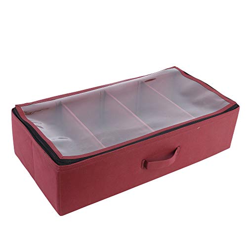 SHREY CREATION Under Bed Shoe Organizer, Fabric Shoe Storage Box with Clear Window, Zippered Footwear Organizer for Closet & Bedroom- (4 Pairs Maroon) - Image 2