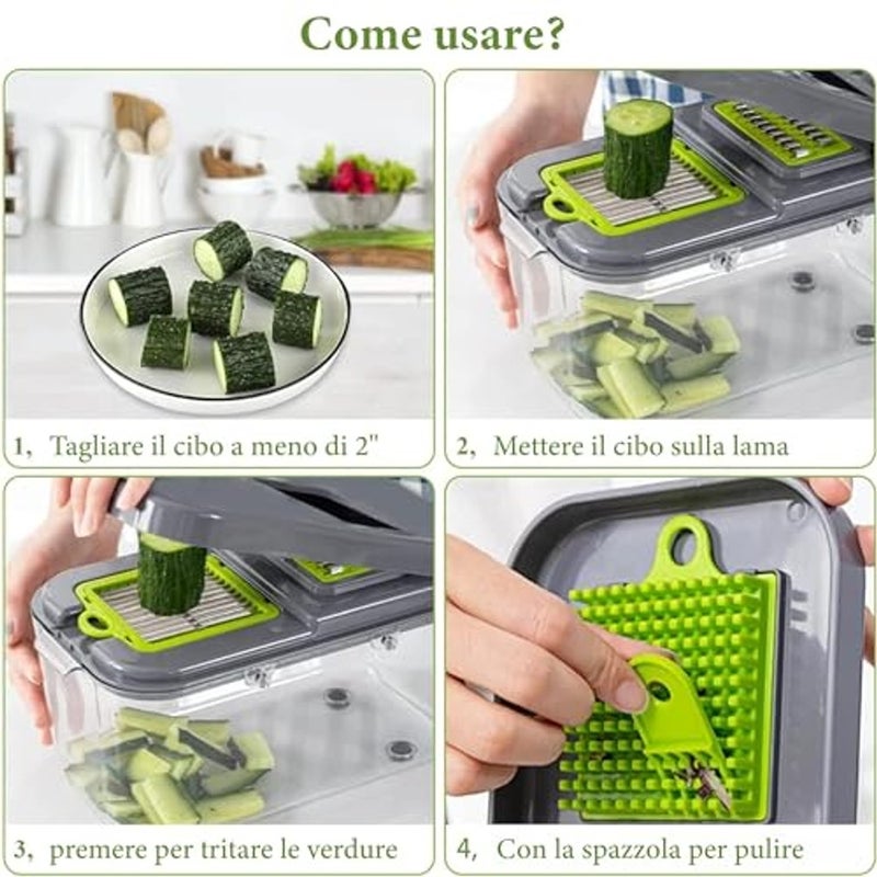 ALKAYAN 22 In 1 Professional Kitchen Mandolin Vegetable Cutter Manual Potato Cutter Vegetable Chopper Vegetable Slicer Mandoline Chopper Vegetables Short Potatoes Cuts Vegetables - Image 5