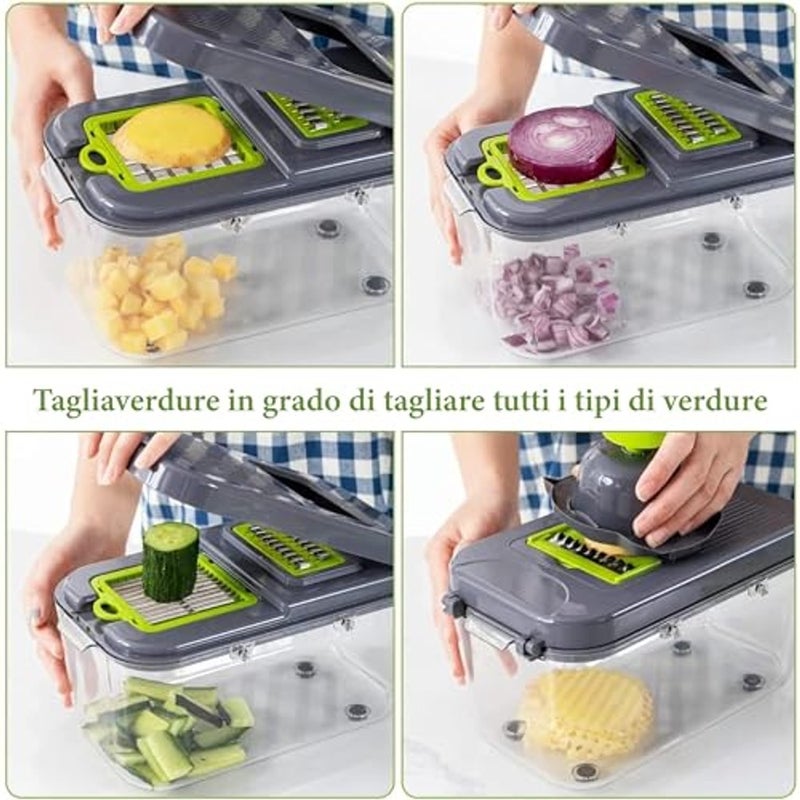 ALKAYAN 22 In 1 Professional Kitchen Mandolin Vegetable Cutter Manual Potato Cutter Vegetable Chopper Vegetable Slicer Mandoline Chopper Vegetables Short Potatoes Cuts Vegetables - Image 3