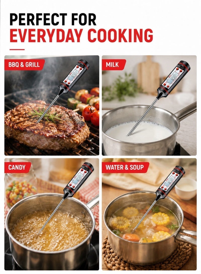 Leoxol Digital Cooking Thermometer 25cm | Instant Read LCD Food Probe | Hold Function Kitchen Thermometer | BBQ Grill Candy Milk Water Thermometer - Image 3