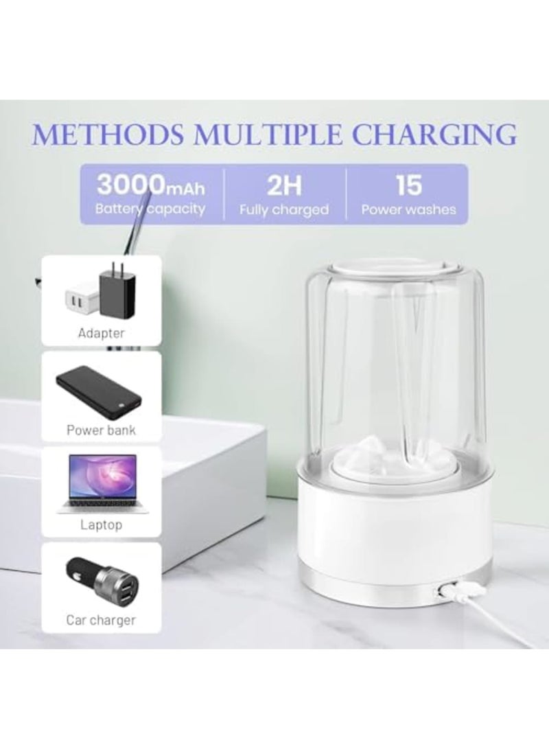 SYOSI Mini Portable Underwear Washing Machine, Rechargeable with 3000mAh Battery, Compact Deep Clean for Underwear, Baby Clothes, Lightweight for Apartments, Dorms, Hotels, RV, Travel & Camping (White) - Image 2