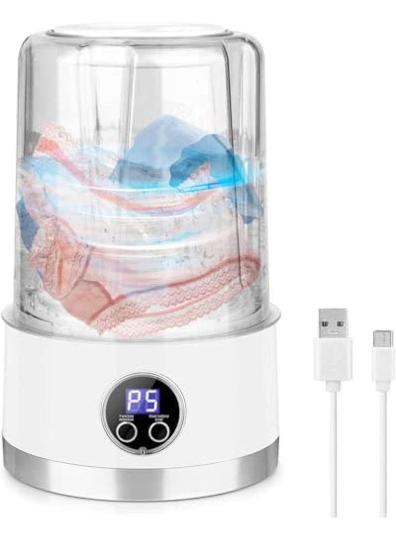 SYOSI Mini Portable Underwear Washing Machine, Rechargeable with 3000mAh Battery, Compact Deep Clean for Underwear, Baby Clothes, Lightweight for Apartments, Dorms, Hotels, RV, Travel & Camping (White) - Image 1