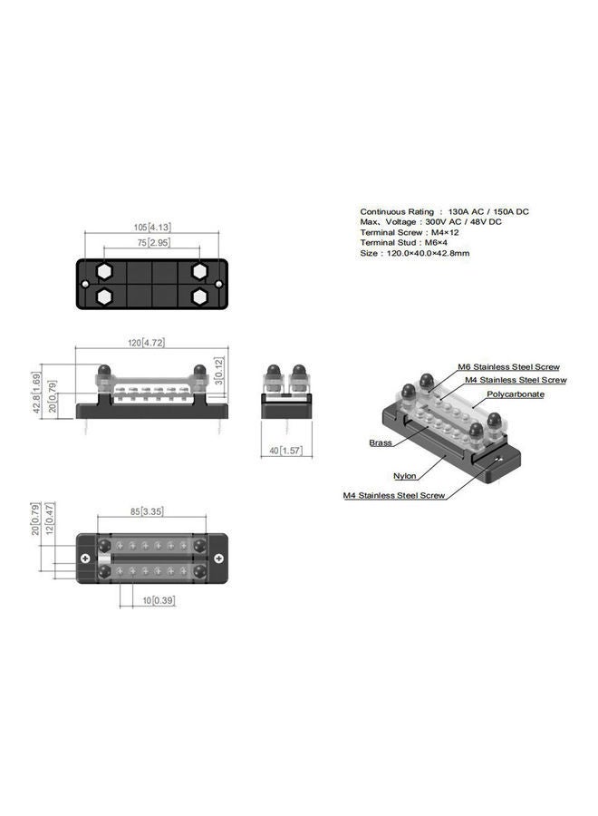 NIBEMINENT Dual Rows 6 Positions Terminal 130A/150A Block and Cover - Image 5