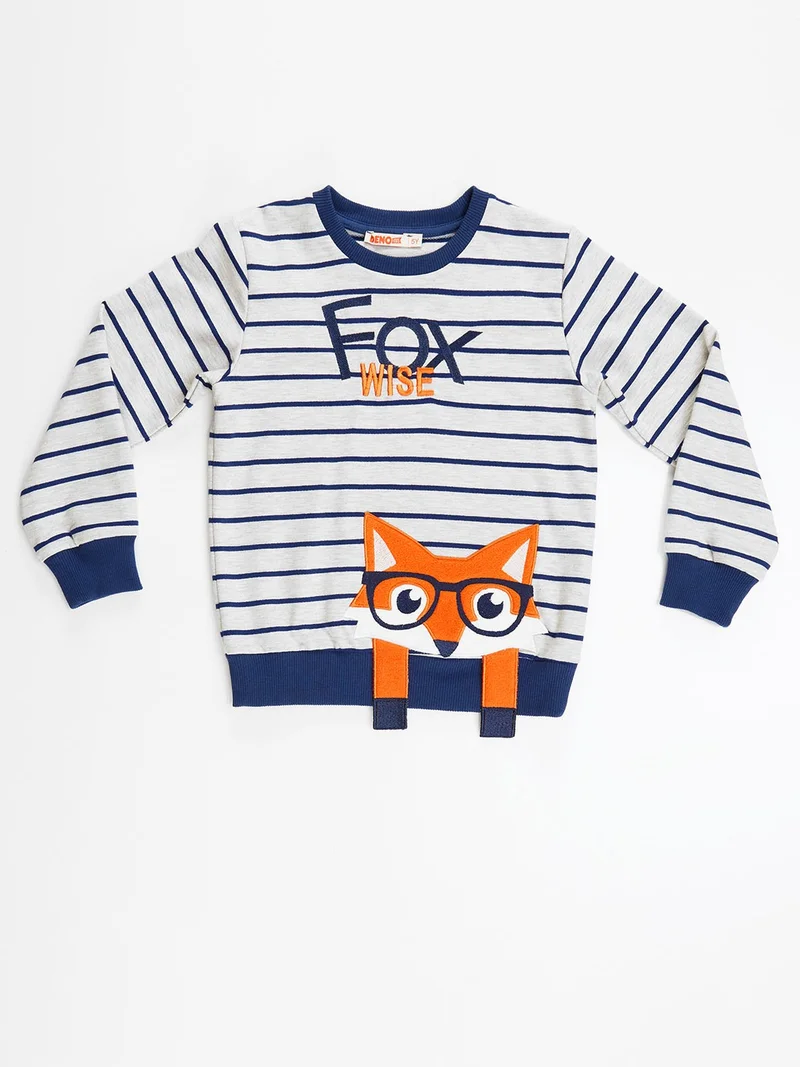 Denokids Fox Striped Boy Sweatshirt