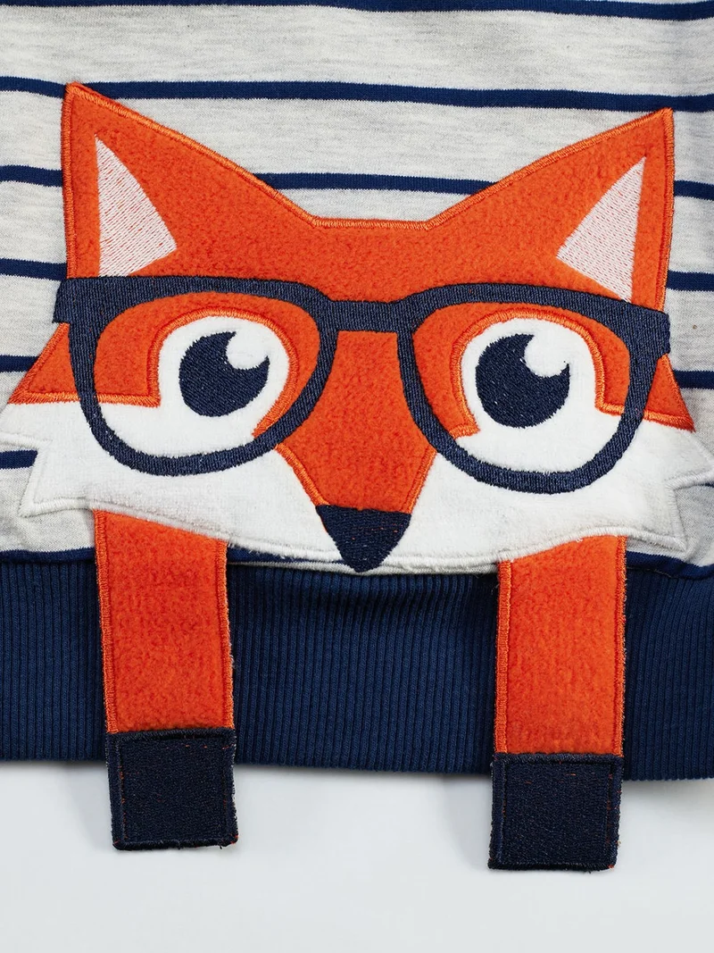 Denokids Fox Striped Boy Sweatshirt