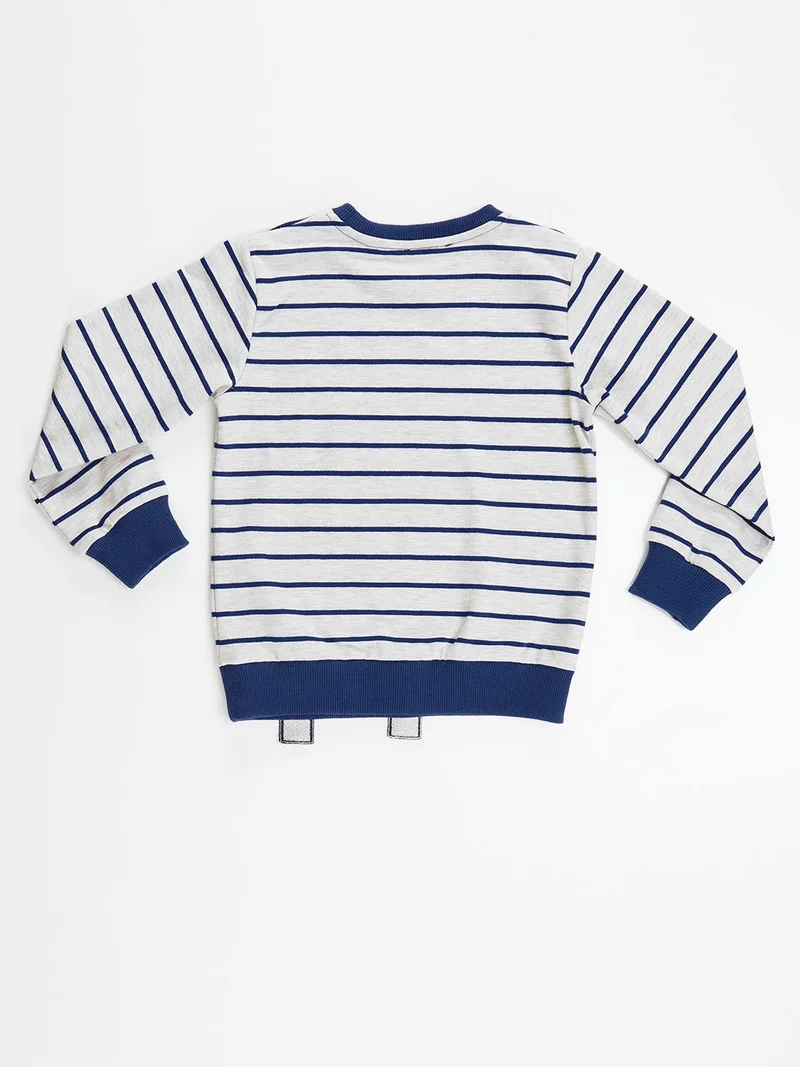 Denokids Fox Striped Boy Sweatshirt