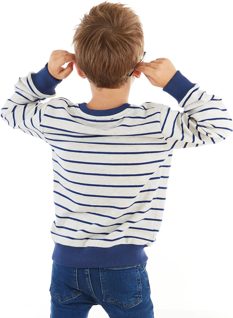 Denokids Fox Striped Boy Sweatshirt