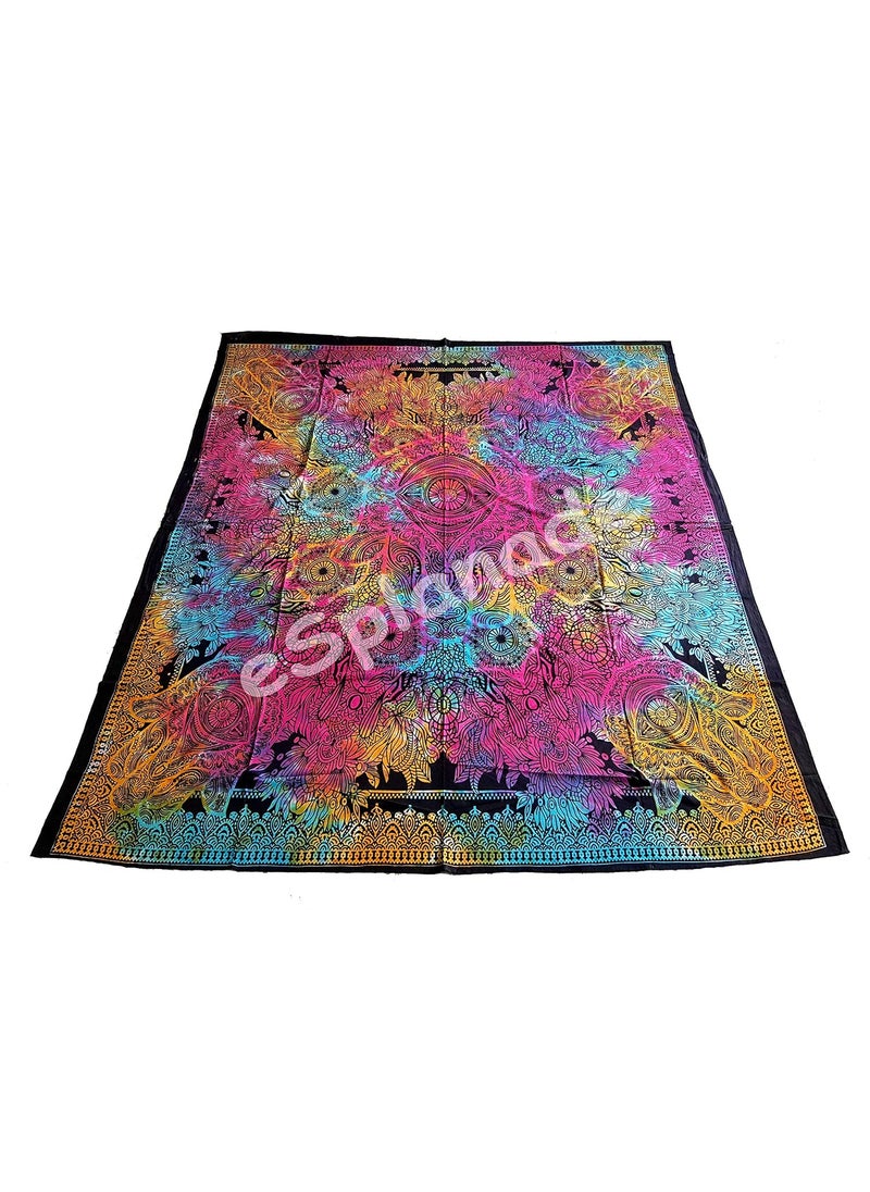ESPLANADE eSplanade Mandala Tapestry India Queen Indian Mandala Picnic Blanket Bed Sheet Bedspread Palm Multicolor  - Image 2