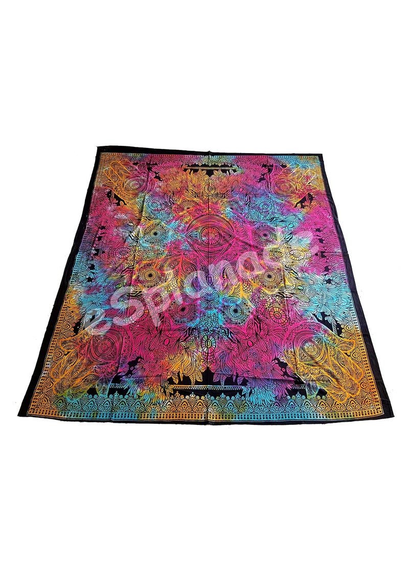 ESPLANADE eSplanade Mandala Tapestry India Queen Indian Mandala Picnic Blanket Bed Sheet Bedspread Palm Multicolor  - Image 1