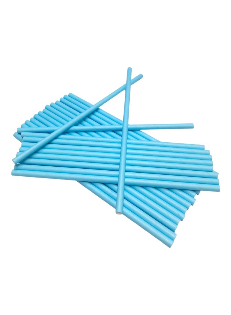 Party Time 25 Pieces Disposable Drinking Paper Straws 6mm Light Blue Color Party Tableware Supply - Image 1