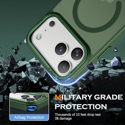 YINLAI for iPhone 17 Pro Max Case 6.9-inch,Magnetic Compatible with MagSafe, Slim Matte Anti-Fingerprint, Shockproof Full Body Military Grade Protection for iPhone 17 Pro Max Cover, Green - Image 4