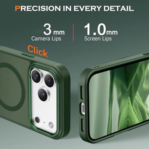 YINLAI for iPhone 17 Pro Max Case 6.9-inch,Magnetic Compatible with MagSafe, Slim Matte Anti-Fingerprint, Shockproof Full Body Military Grade Protection for iPhone 17 Pro Max Cover, Green - Image 5