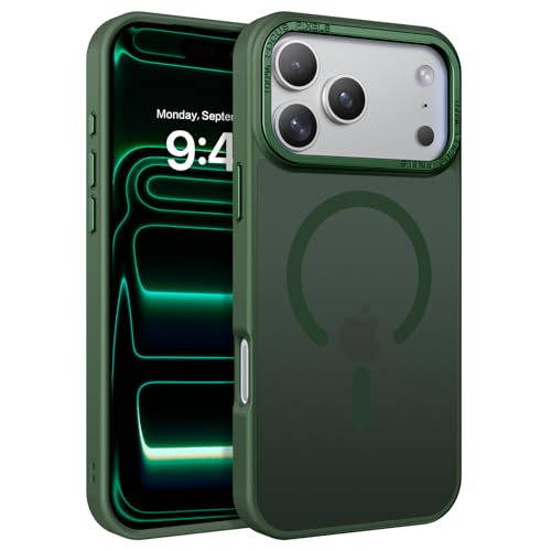 YINLAI for iPhone 17 Pro Max Case 6.9-inch,Magnetic Compatible with MagSafe, Slim Matte Anti-Fingerprint, Shockproof Full Body Military Grade Protection for iPhone 17 Pro Max Cover, Green - Image 1