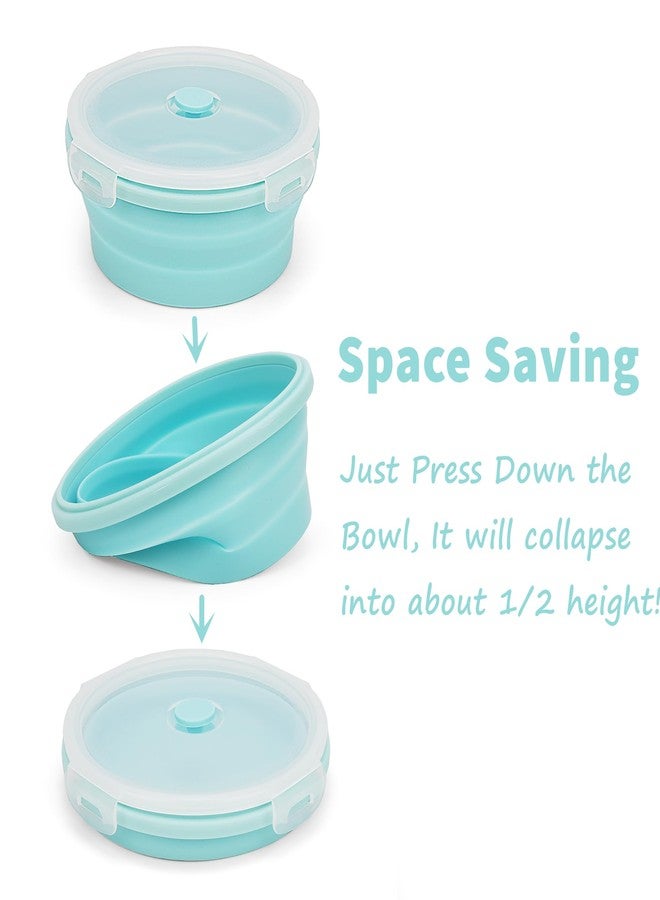 CARTINTS Silicone Collapsible Food Storage Containers-Prep/Storage Bowls with Lids - Set of 4 Round Silicone Lunch Containers - Microwave and Freezer Food Containers (Blue) - Image 5