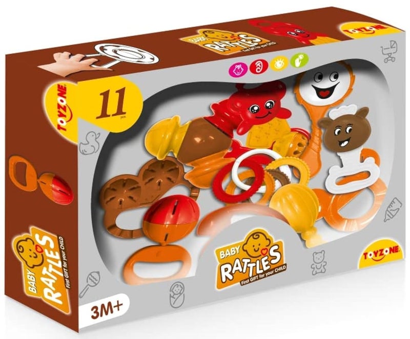 Toy Zone Toyzone Baby Rattles | Colorful Rattles for Little Babies | Cute Toys for Toddlers |Sound Toy | Attractive Rattle for New Born (Toyzone 11 Pcs. Baby Rattles-12580) - Image 1
