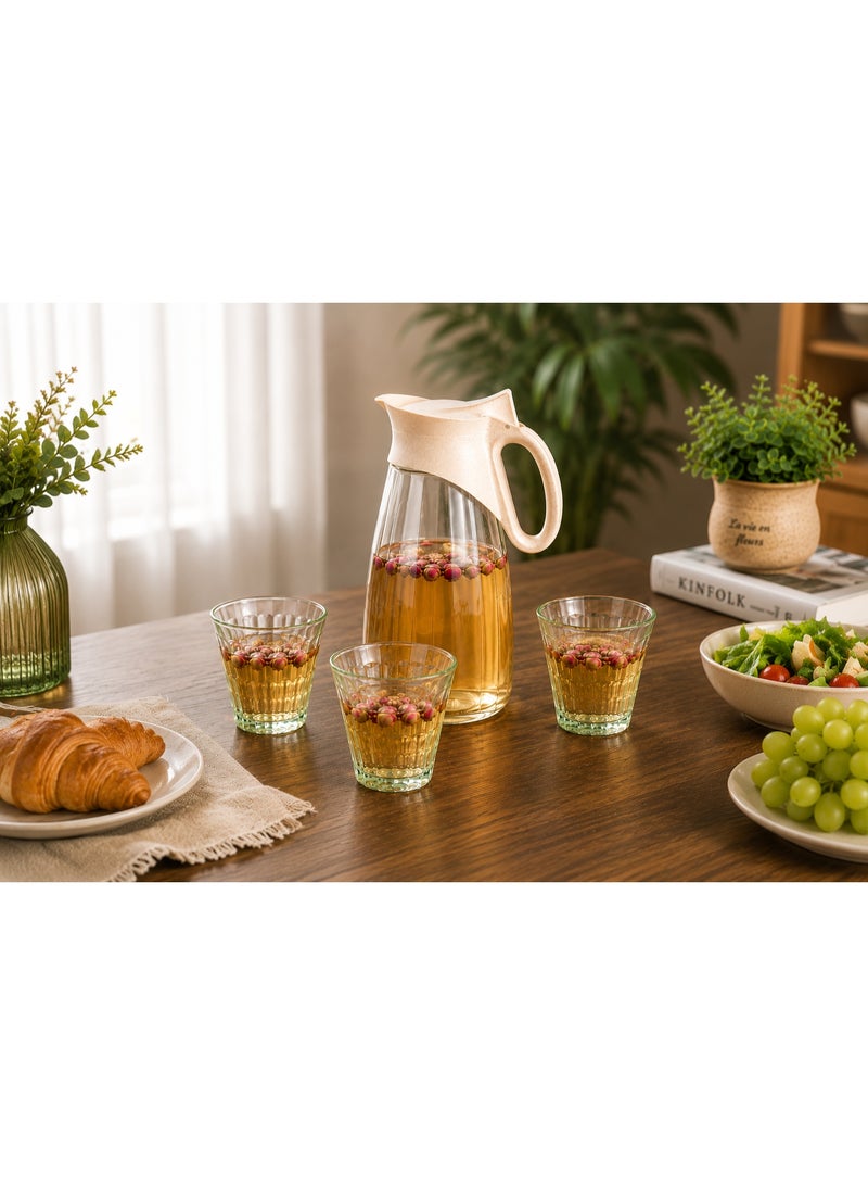 DEQIN 5 piece of Premium Glass Jug and Glass Set Dinnerware Tableware Light Green Glasses For Gifting Housewarming, birthday - Image 3