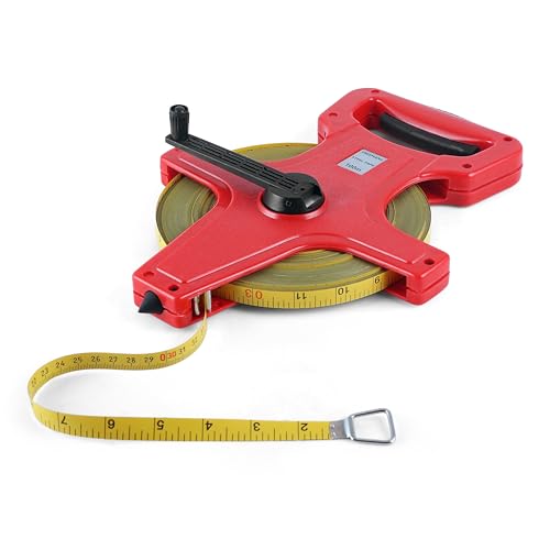 FREEMANS SO100 Steel Open Reel 100m:13mm Measuring Tape With Unbreakable ABS case || Dura Coat Tape Blade || Durable Winding Handle For Easy Retraction, Protruding Marker and Steel End Hook - Image 4