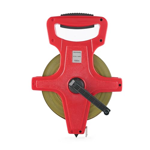 FREEMANS SO100 Steel Open Reel 100m:13mm Measuring Tape With Unbreakable ABS case || Dura Coat Tape Blade || Durable Winding Handle For Easy Retraction, Protruding Marker and Steel End Hook - Image 5