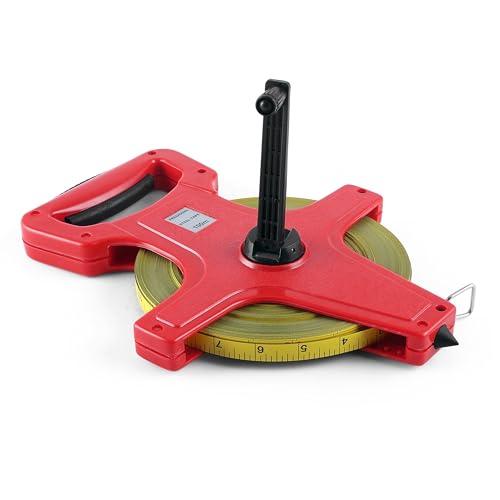 FREEMANS SO100 Steel Open Reel 100m:13mm Measuring Tape With Unbreakable ABS case || Dura Coat Tape Blade || Durable Winding Handle For Easy Retraction, Protruding Marker and Steel End Hook - Image 3