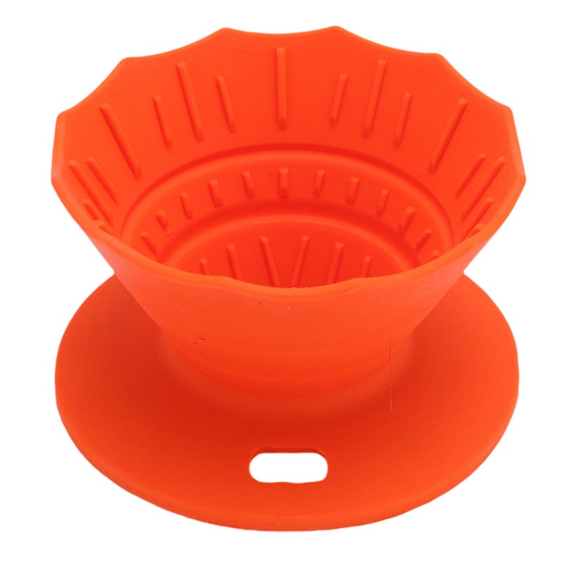 Pour Over Coffee Dripper Food Grade Silicone Folding Portable Hand Brewed Coffee Filter Orange - Image 4