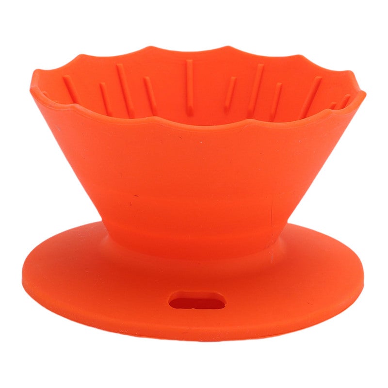 Pour Over Coffee Dripper Food Grade Silicone Folding Portable Hand Brewed Coffee Filter Orange - Image 5