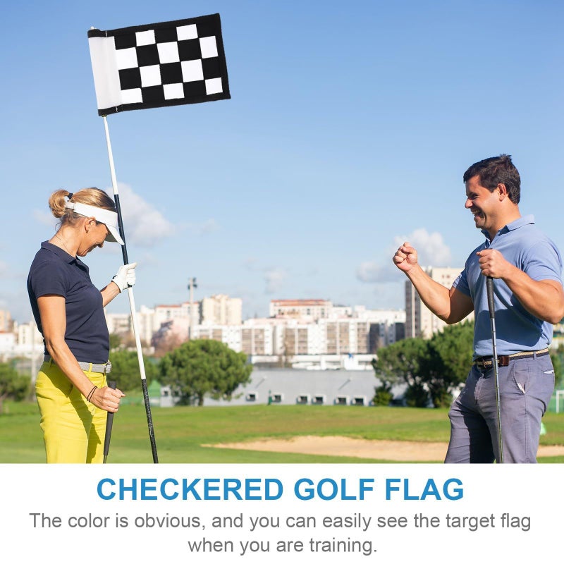 Black Checkered Golf Practicing Flag Portable Detachable Training Pin - Image 4
