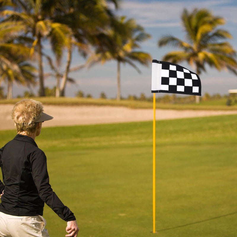 Black Checkered Golf Practicing Flag Portable Detachable Training Pin - Image 5