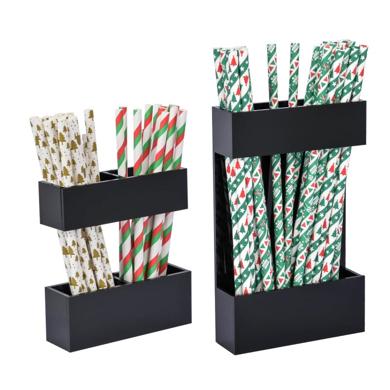 BERBAM 2 PACK Small Acrylic Straw Holder for Cabinet Doorsï¼ŒStraw Organizer Storage with Most Sizesï¼ŒMulti-Function Kitchen Accessories Container with Adhesive Round Pads(whtie) - Image 1