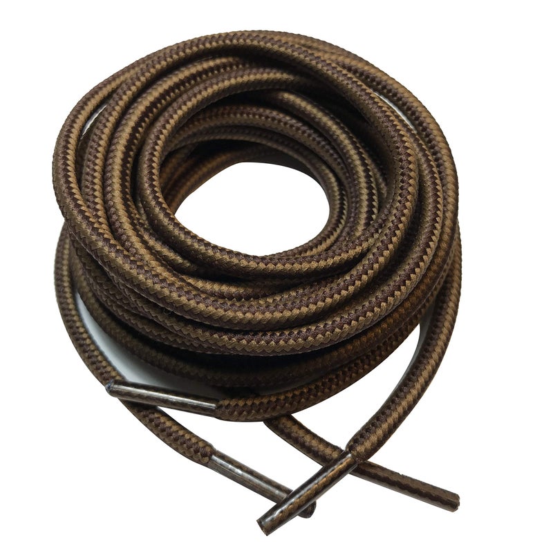 bq B&Q 3 pairs Heavy duty durable non slip round boot shoe laces shoelaces for hiking walking construction safety work (54" (140cm), Dark light/brown) - Image 1