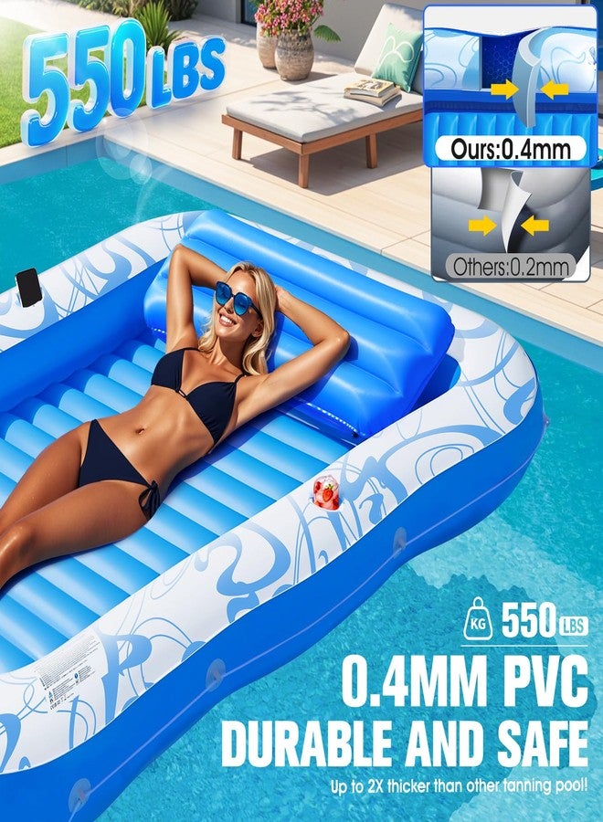 DeeprBetter Inflatable Tanning Pool Lounger with Lights,81"x 60" Large Tanning Floats for Adults,2025 Swirls Pool Lounger Float,Blow Up Tanning Water Bed with Cup&Phone Holder,Adults Tanning Pools for Backyard - Image 4