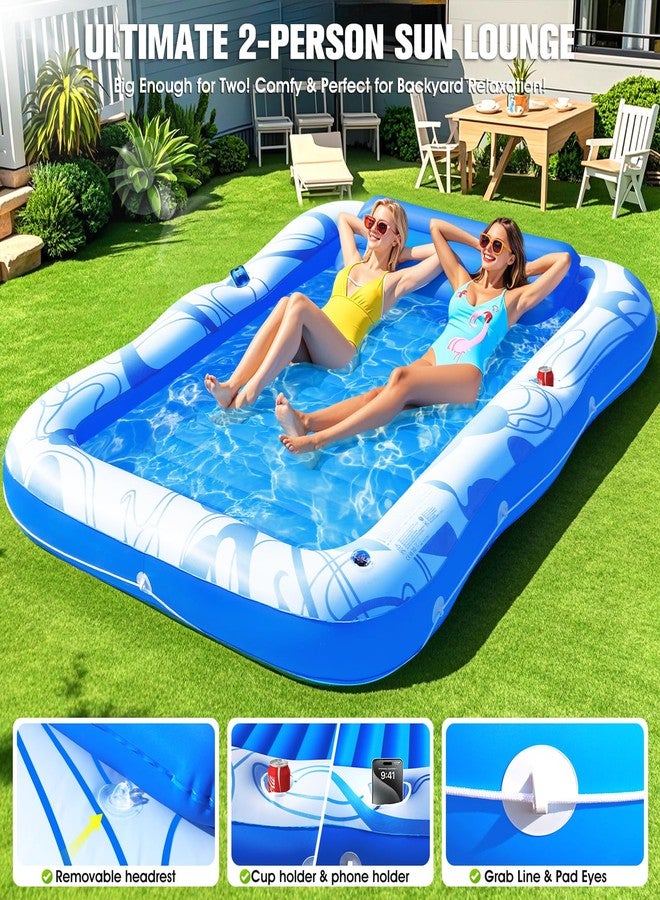 DeeprBetter Inflatable Tanning Pool Lounger with Lights,81"x 60" Large Tanning Floats for Adults,2025 Swirls Pool Lounger Float,Blow Up Tanning Water Bed with Cup&Phone Holder,Adults Tanning Pools for Backyard - Image 5