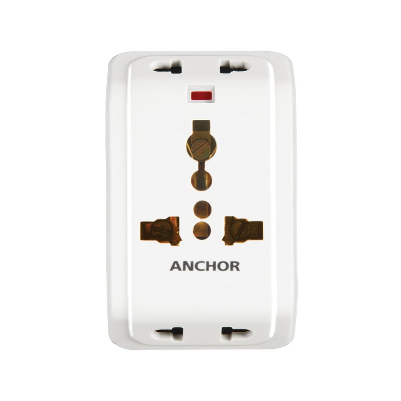 Anchor 6A 3 Pin Multi Plug Socket Travel Adapter with Universal Socket, 3 Pin Multi Plug Extension Socket (White - PK2) - Image 2