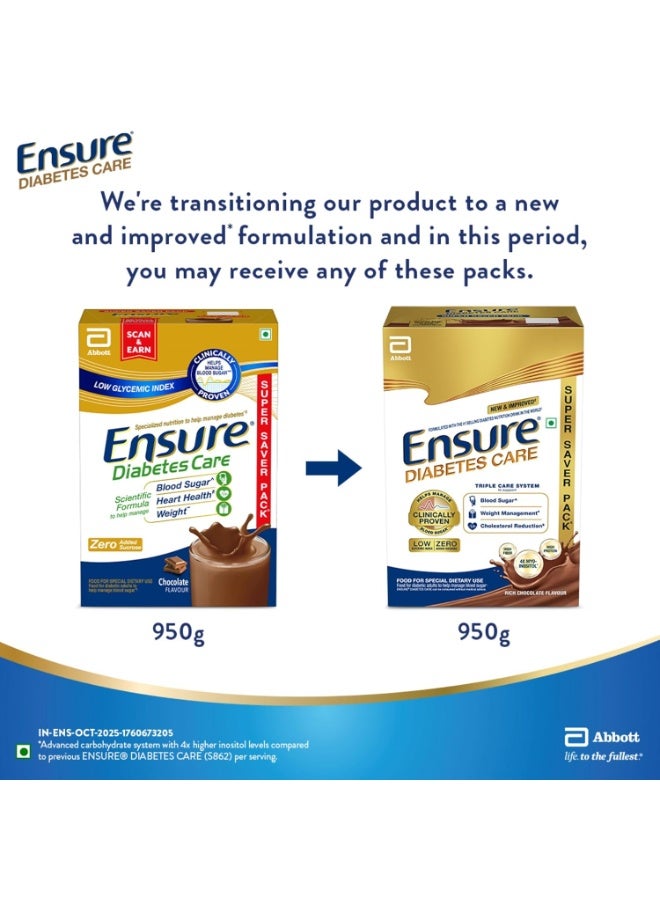 Ensure Diabetes Care Choco 950g Powder with High Fiber, Protein & 36 Nutrients | Helps Manage Blood Sugar Levels in 4 weeks - Image 5