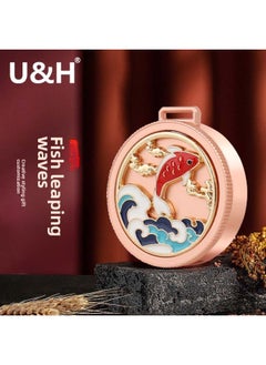 Generic Guofeng U Disk Year Creative National Tide Pattern Fortune Character Gift Special Festival Forum Annual Meeting Commemorative Gift U Disk-Color:[free Tassel] Fish Leap Wave-rose Gold + Opp Bag-Capacity:4GB  - Image 1