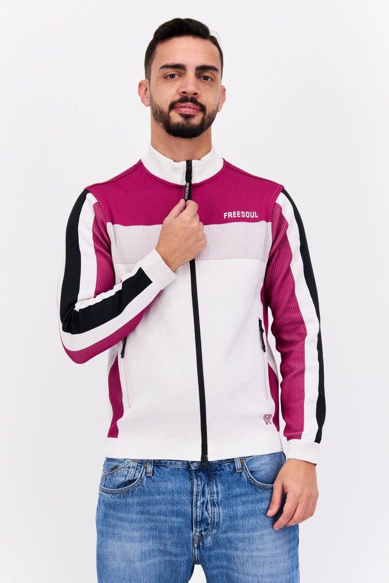Free Soul Men Brand Logo Half Zip Sweatshirt, Purple  - Image 1