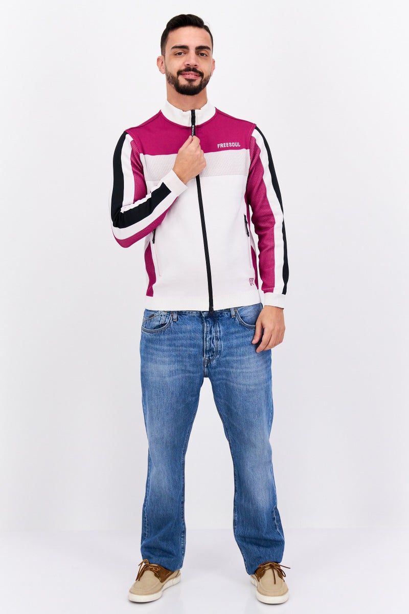 Free Soul Men Brand Logo Half Zip Sweatshirt, Purple  - Image 4