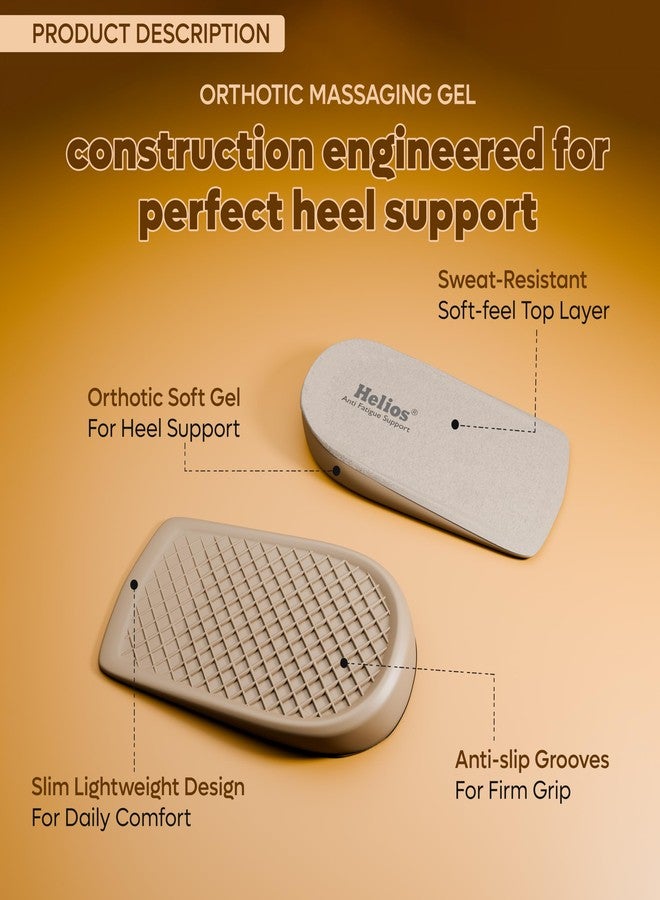 Helios® Heel cup|Heel Pain Relief |Heel Insole For Extra Cushioning & Comfort | Slim Designed Heel Cushions For Shock Absorption | Plantar Fasciitis Support (Brown, Heel Pads-Pack1) - Image 3