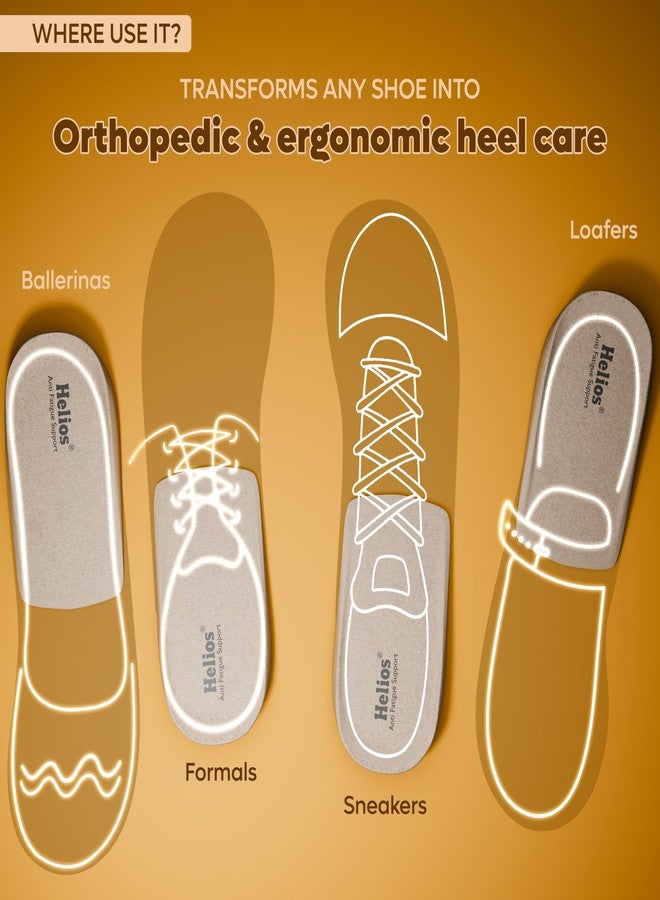 Helios® Heel cup|Heel Pain Relief |Heel Insole For Extra Cushioning & Comfort | Slim Designed Heel Cushions For Shock Absorption | Plantar Fasciitis Support (Brown, Heel Pads-Pack1) - Image 4