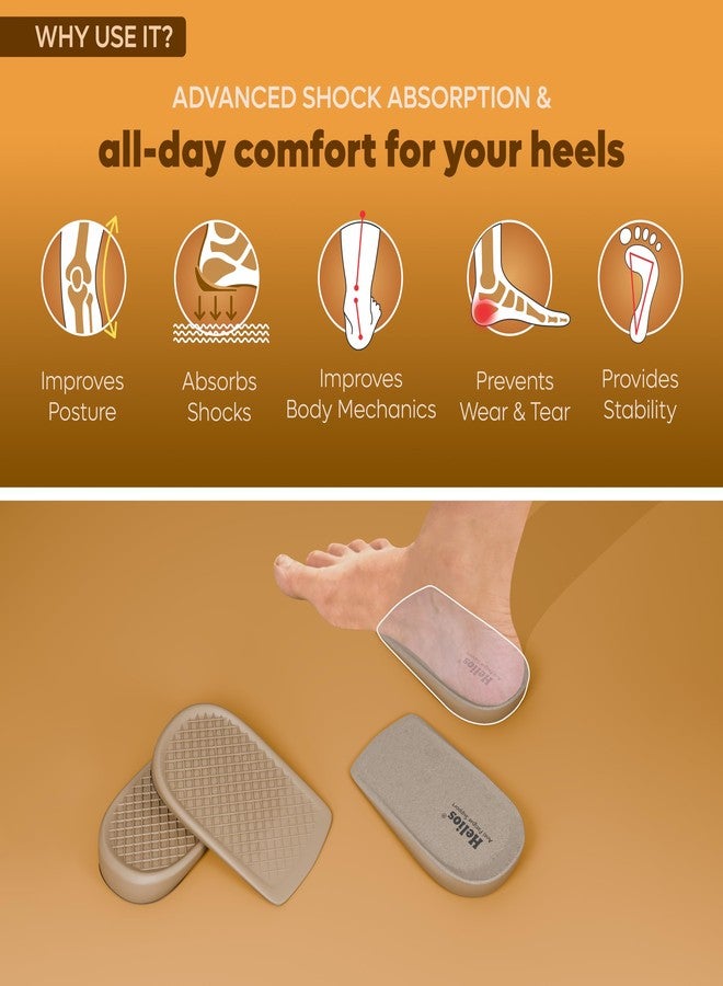 Helios® Heel cup|Heel Pain Relief |Heel Insole For Extra Cushioning & Comfort | Slim Designed Heel Cushions For Shock Absorption | Plantar Fasciitis Support (Brown, Heel Pads-Pack1) - Image 5