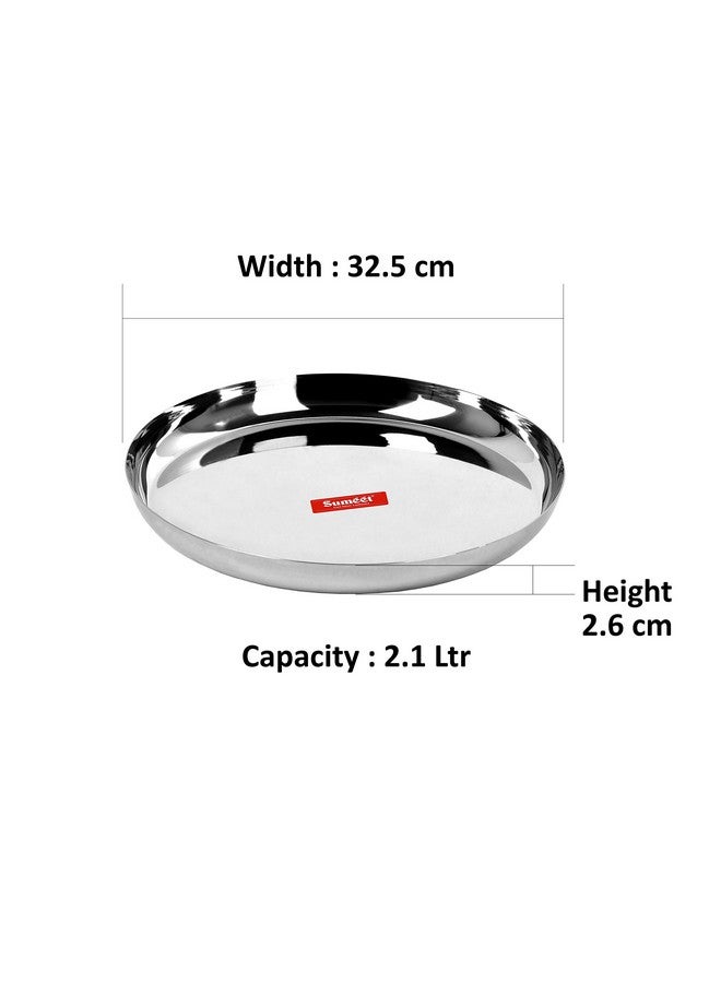 Sumeet Stainless Steel Apple Shape Heavy Gauge Dinner Plates with Mirror Finish 32.5cm Dia - Set of 2pc - Image 4