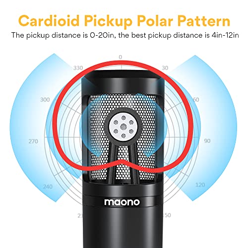 MAONO AU-PM360TR Condenser Microphone for Youtubers, Vlogging, Singing, Podcasting, with Tripod Stand and Mic Gain - Image 2