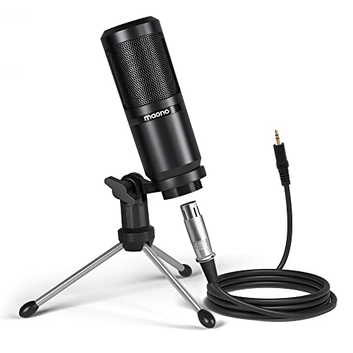 MAONO AU-PM360TR Condenser Microphone for Youtubers, Vlogging, Singing, Podcasting, with Tripod Stand and Mic Gain - Image 1
