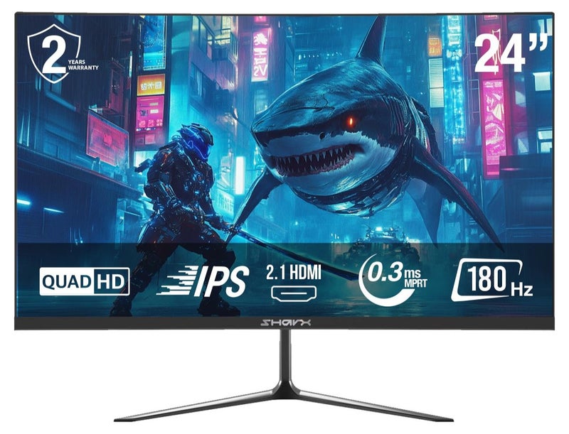 SHARX Gaming Monitor 24",QHD  2K (2560x1440)  IPS, 180Hz, 0.3 ms (MPRT), HDMI 2.1, USB-C, Backlight Sync, Fixed Stand, FreeSync & G-Sync Compatible (24Q180I) - Image 1