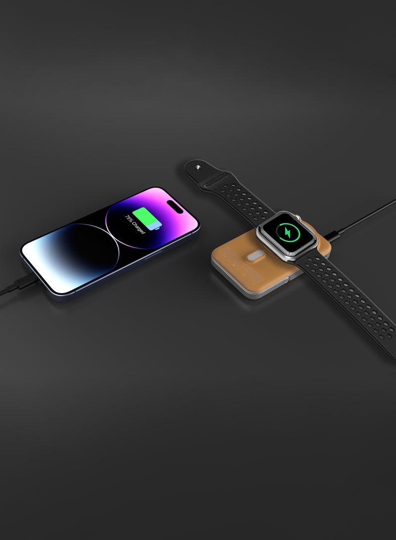 GREEN LION Volt Guage 10000 mAh MagSafe Power Bank with 2 USB-C Ports & Kickstand / PD 22.5W Fast Charging / Flight Approved / Digital Display / iWatch Wireless Charging - Orange - Image 2