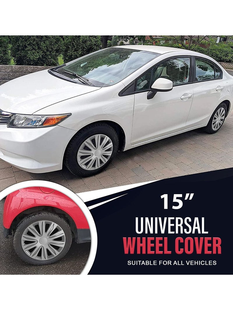 Pistol 15 Inch Hubcaps Set of 4PC Automotive Hub Caps with Universal Snap-On Retention Rings  Wheel Cover Kit  - Image 4