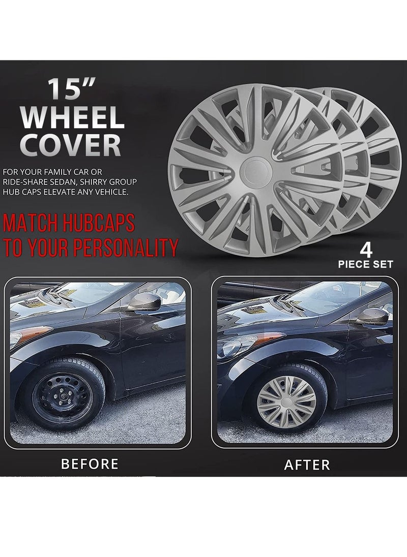 Pistol 15 Inch Hubcaps Set of 4PC Automotive Hub Caps with Universal Snap-On Retention Rings  Wheel Cover Kit  - Image 3