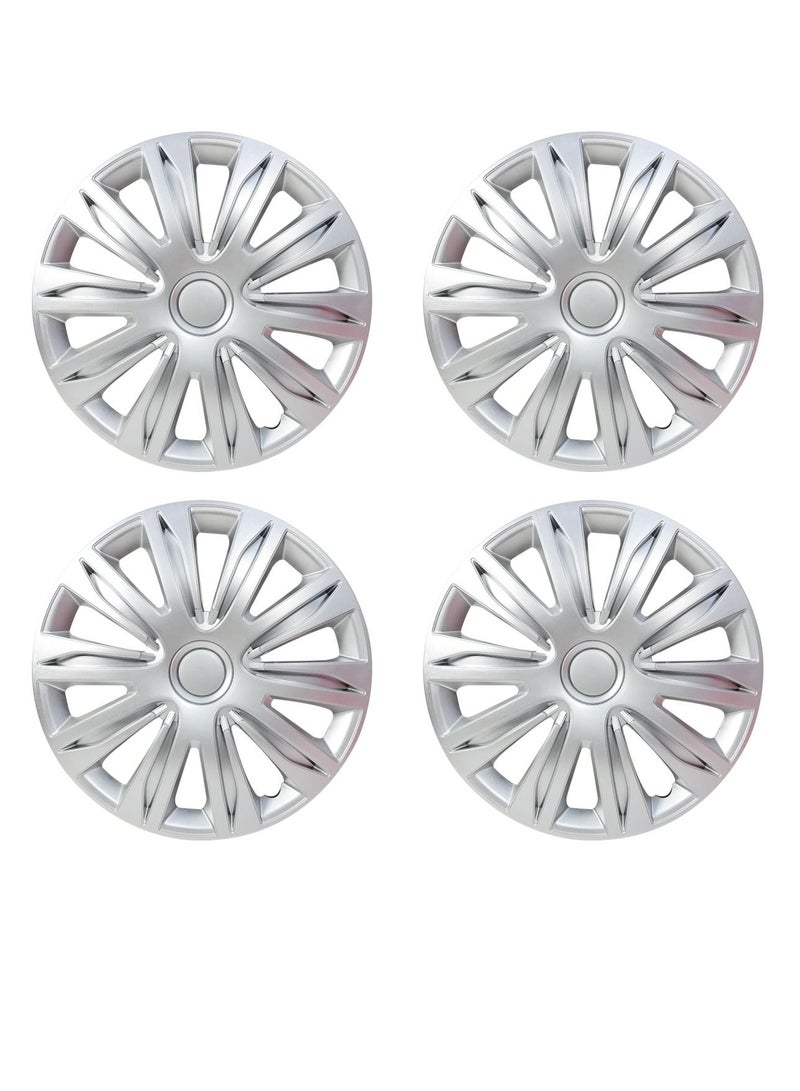 15 Inch Wheel Covers – 4 Piece Set – Wheel Cup Universal Fit for Most Cars – Durable ABS Plastic Hub Caps with Retention Ring for Secure Fit – Easy Installation, OEM Replacement Style