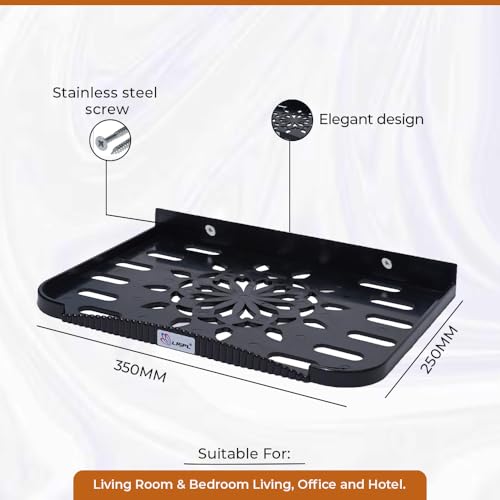 LRIPL Multipurpose Wall Mount Stand – Stylish Black Shelf for Set Top Box, DTH Receiver, WiFi Router, Modem, Gaming Console & Small Electronic Devices - Image 3